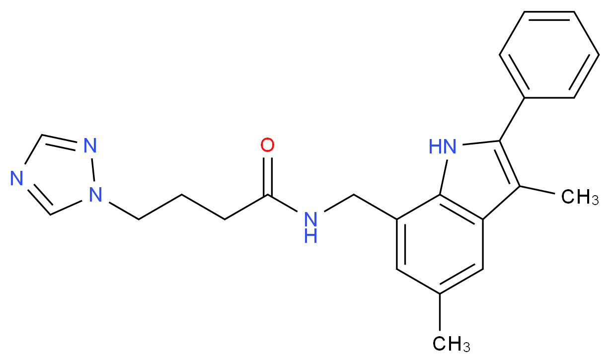 N-[(3,5-dimethyl-2-phenyl-1H-indol-7-yl)methyl]-4-(1H-1,2,4-triazol-1-yl)butanamide_分子结构_CAS_)