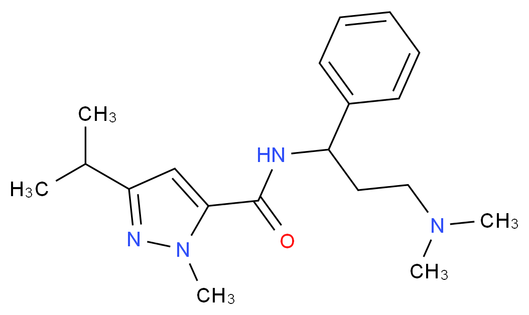N-[3-(dimethylamino)-1-phenylpropyl]-3-isopropyl-1-methyl-1H-pyrazole-5-carboxamide_分子结构_CAS_)