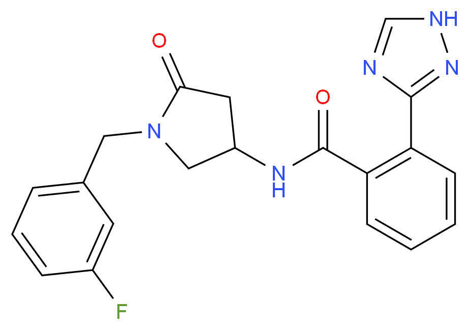 N-[1-(3-fluorobenzyl)-5-oxopyrrolidin-3-yl]-2-(1H-1,2,4-triazol-3-yl)benzamide_分子结构_CAS_)