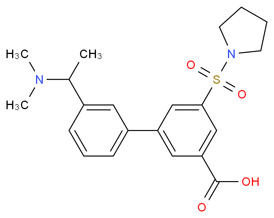 3'-[1-(dimethylamino)ethyl]-5-(pyrrolidin-1-ylsulfonyl)biphenyl-3-carboxylic acid_分子结构_CAS_)