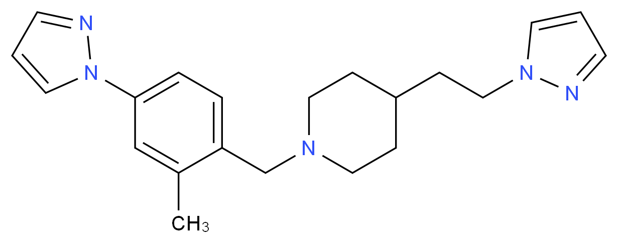 1-[2-methyl-4-(1H-pyrazol-1-yl)benzyl]-4-[2-(1H-pyrazol-1-yl)ethyl]piperidine_分子结构_CAS_)