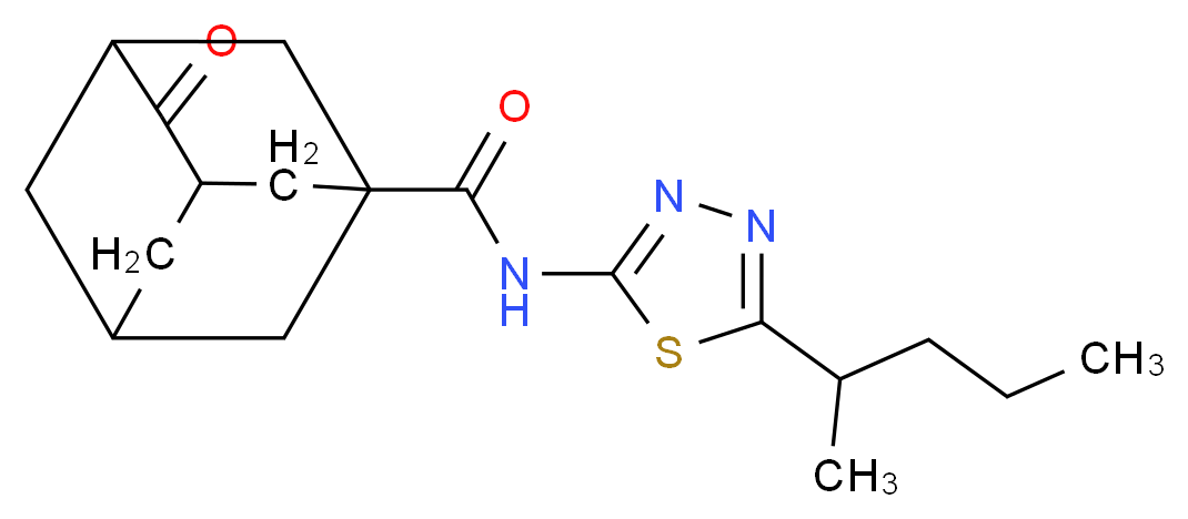 N-[5-(1-methylbutyl)-1,3,4-thiadiazol-2-yl]-4-oxoadamantane-1-carboxamide_分子结构_CAS_)