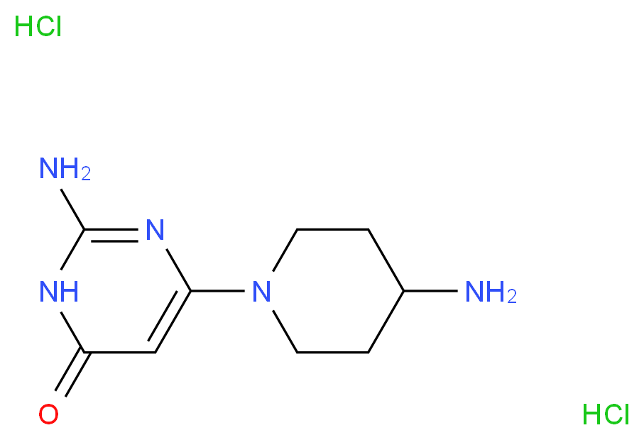 2-Amino-6-(4-aminopiperidin-1-yl)pyrimidin-4(3H)-one dihydrochloride_分子结构_CAS_1158247-58-5)