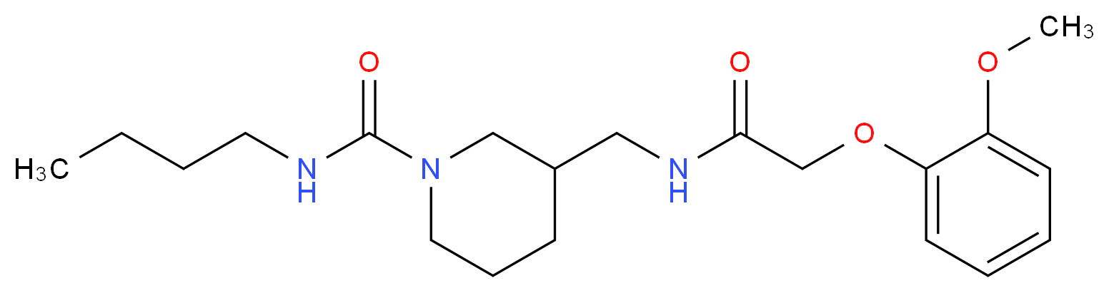 N-butyl-3-({[(2-methoxyphenoxy)acetyl]amino}methyl)-1-piperidinecarboxamide_分子结构_CAS_)