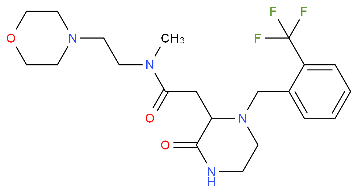 N-methyl-N-[2-(4-morpholinyl)ethyl]-2-{3-oxo-1-[2-(trifluoromethyl)benzyl]-2-piperazinyl}acetamide_分子结构_CAS_)