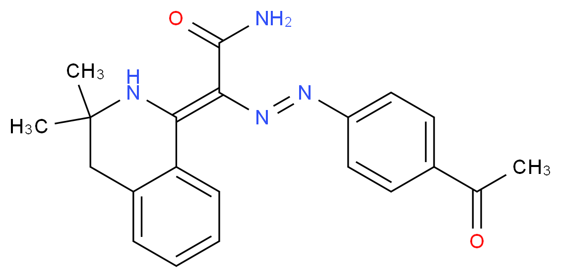 2-[(E)-2-(4-acetylphenyl)diazen-1-yl]-2-[(1E)-3,3-dimethyl-1,2,3,4-tetrahydroisoquinolin-1-ylidene]acetamide_分子结构_CAS_331001-62-8