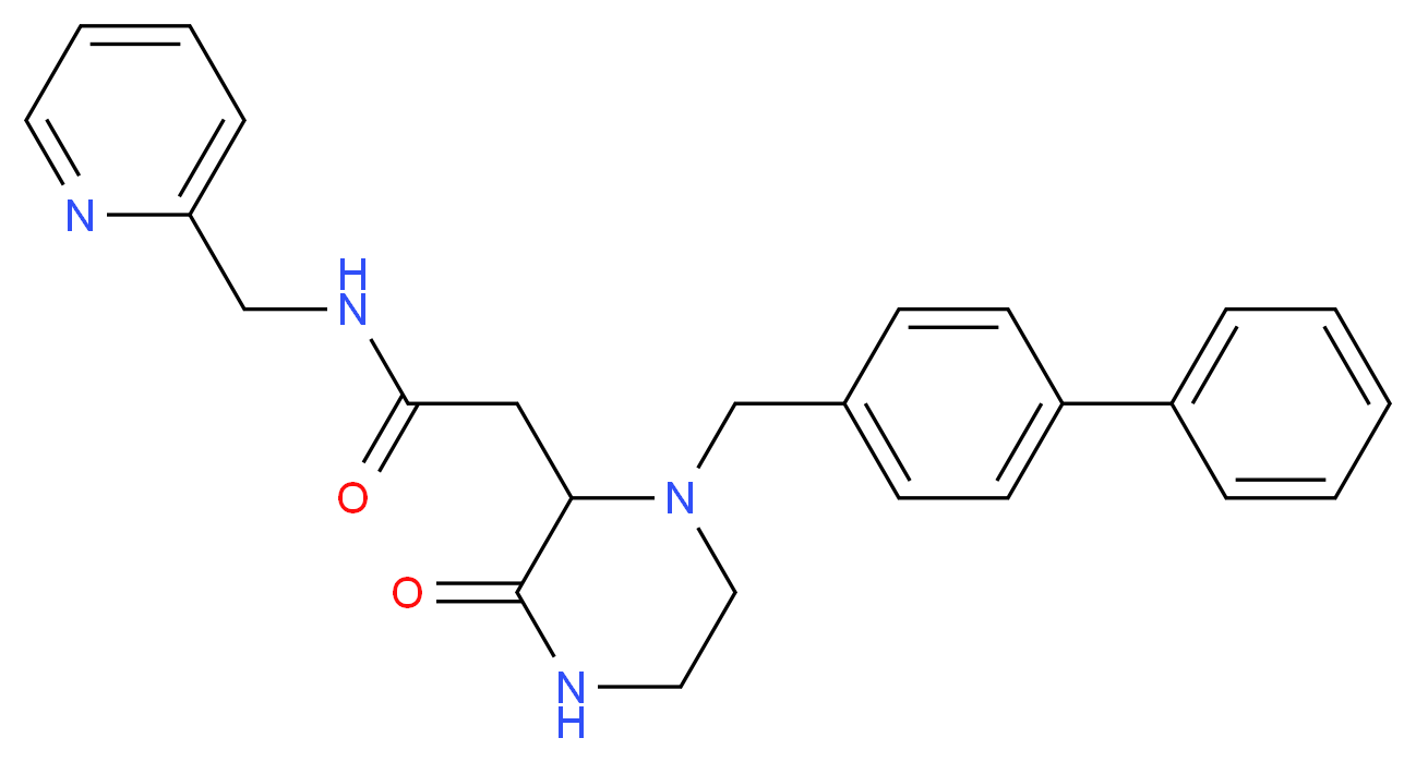 2-[1-(4-biphenylylmethyl)-3-oxo-2-piperazinyl]-N-(2-pyridinylmethyl)acetamide_分子结构_CAS_)