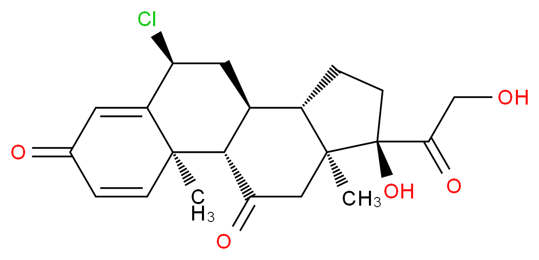 (1S,2R,8S,10S,11S,14R,15S)-8-chloro-14-hydroxy-14-(2-hydroxyacetyl)-2,15-dimethyltetracyclo[8.7.0.0<sup>2</sup>,<sup>7</sup>.0<sup>1</sup><sup>1</sup>,<sup>1</sup><sup>5</sup>]heptadeca-3,6-diene-5,17-dione_分子结构_CAS_52080-57-6