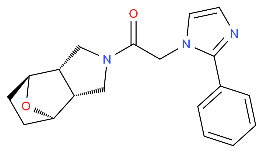(1R*,2R*,6S*,7S*)-4-[(2-phenyl-1H-imidazol-1-yl)acetyl]-10-oxa-4-azatricyclo[5.2.1.0~2,6~]decane_分子结构_CAS_)