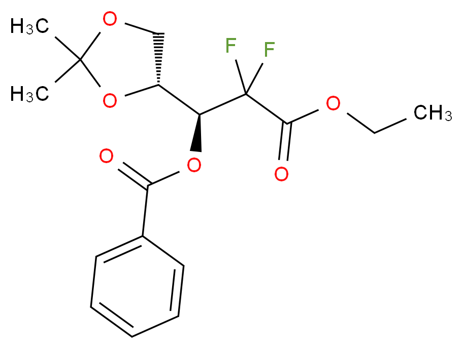 ethyl (3S)-3-(benzoyloxy)-3-[(4R)-2,2-dimethyl-1,3-dioxolan-4-yl]-2,2-difluoropropanoate_分子结构_CAS_143234-92-8