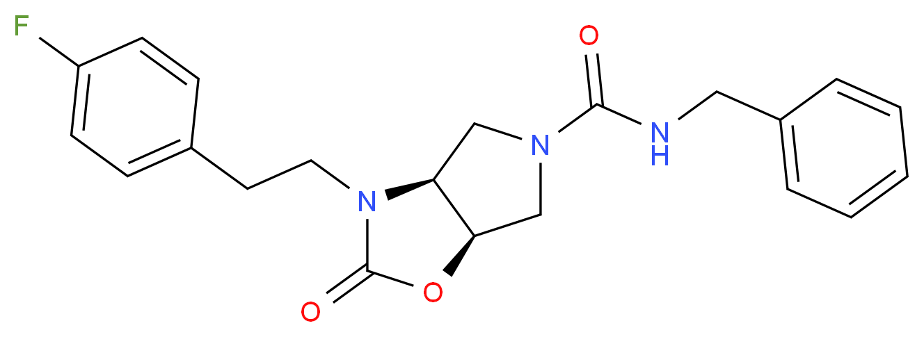 (3aS*,6aR*)-N-benzyl-3-[2-(4-fluorophenyl)ethyl]-2-oxohexahydro-5H-pyrrolo[3,4-d][1,3]oxazole-5-carboxamide_分子结构_CAS_)