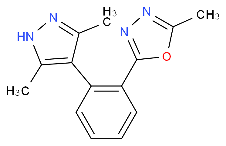 2-[2-(3,5-dimethyl-1H-pyrazol-4-yl)phenyl]-5-methyl-1,3,4-oxadiazole_分子结构_CAS_)
