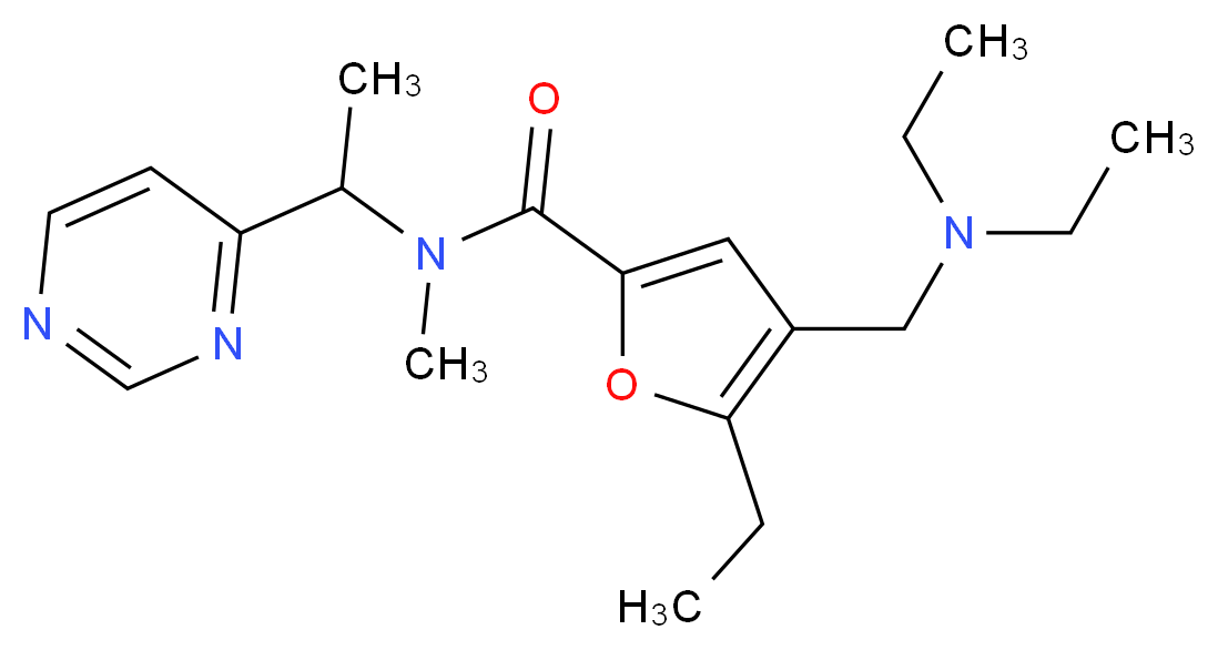 4-[(diethylamino)methyl]-5-ethyl-N-methyl-N-(1-pyrimidin-4-ylethyl)-2-furamide_分子结构_CAS_)