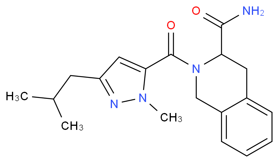 2-[(3-isobutyl-1-methyl-1H-pyrazol-5-yl)carbonyl]-1,2,3,4-tetrahydroisoquinoline-3-carboxamide_分子结构_CAS_)