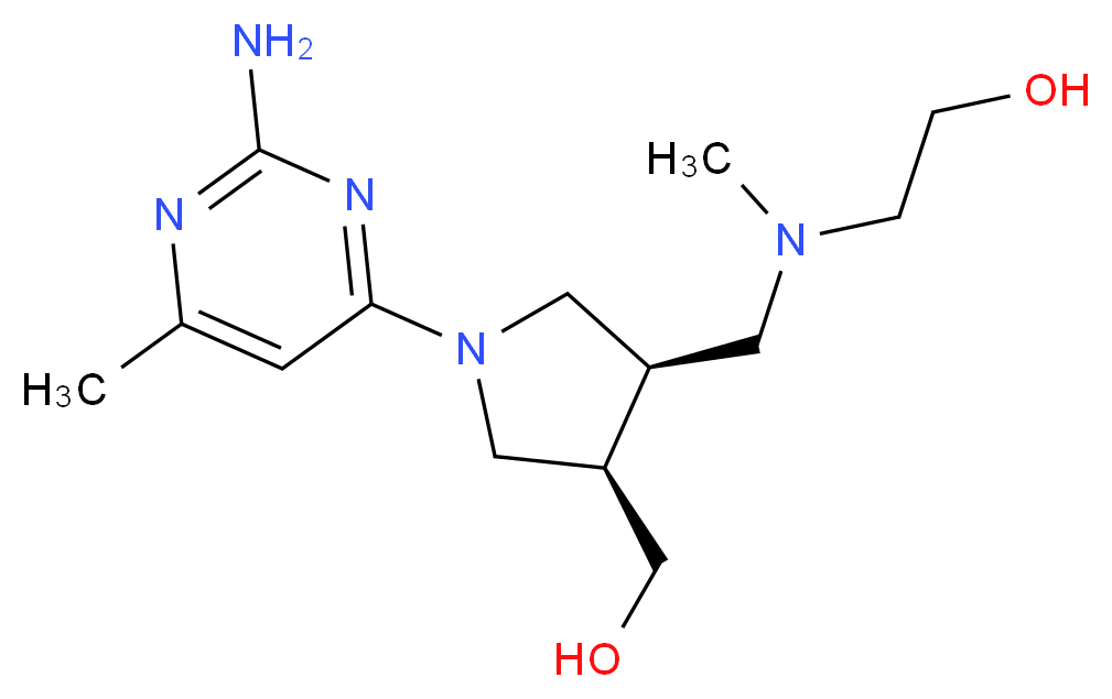 2-[{[(3R*,4R*)-1-(2-amino-6-methylpyrimidin-4-yl)-4-(hydroxymethyl)pyrrolidin-3-yl]methyl}(methyl)amino]ethanol_分子结构_CAS_)