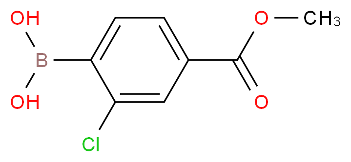 [2-chloro-4-(methoxycarbonyl)phenyl]boronic acid_分子结构_CAS_603122-80-1