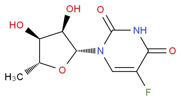 1-[(2R,3R,4S,5R)-3,4-dihydroxy-5-methyloxolan-2-yl]-5-fluoro-1,2,3,4-tetrahydropyrimidine-2,4-dione_分子结构_CAS_3094-09-5