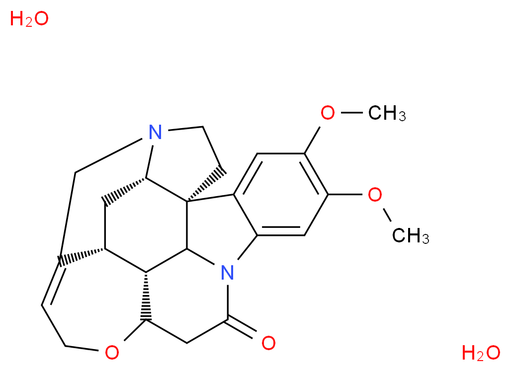 (1R,18S,20R,21R)-4,5-dimethoxy-12-oxa-8,17-diazaheptacyclo[15.5.2.0^{1,18}.0^{2,7}.0^{8,22}.0^{11,21}.0^{15,20}]tetracosa-2,4,6,14-tetraen-9-one dihydrate_分子结构_CAS_357-57-3