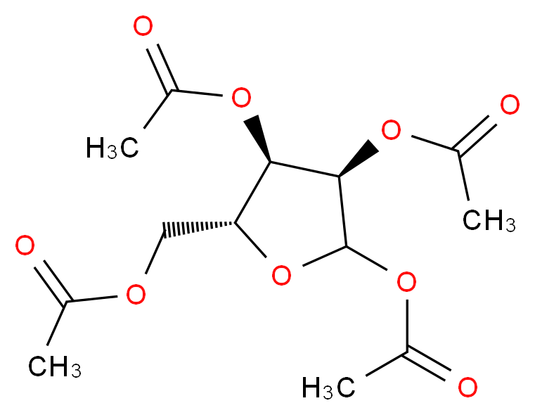 (3R,4R,5R)-5-(Acetoxymethyl)tetrahydrofuran-2,3,4-triyl triacetate_分子结构_CAS_28708-32-9)