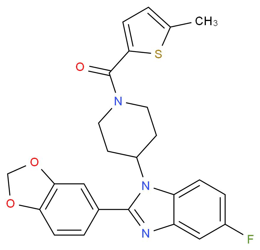 2-(1,3-benzodioxol-5-yl)-5-fluoro-1-{1-[(5-methyl-2-thienyl)carbonyl]-4-piperidinyl}-1H-benzimidazole_分子结构_CAS_)