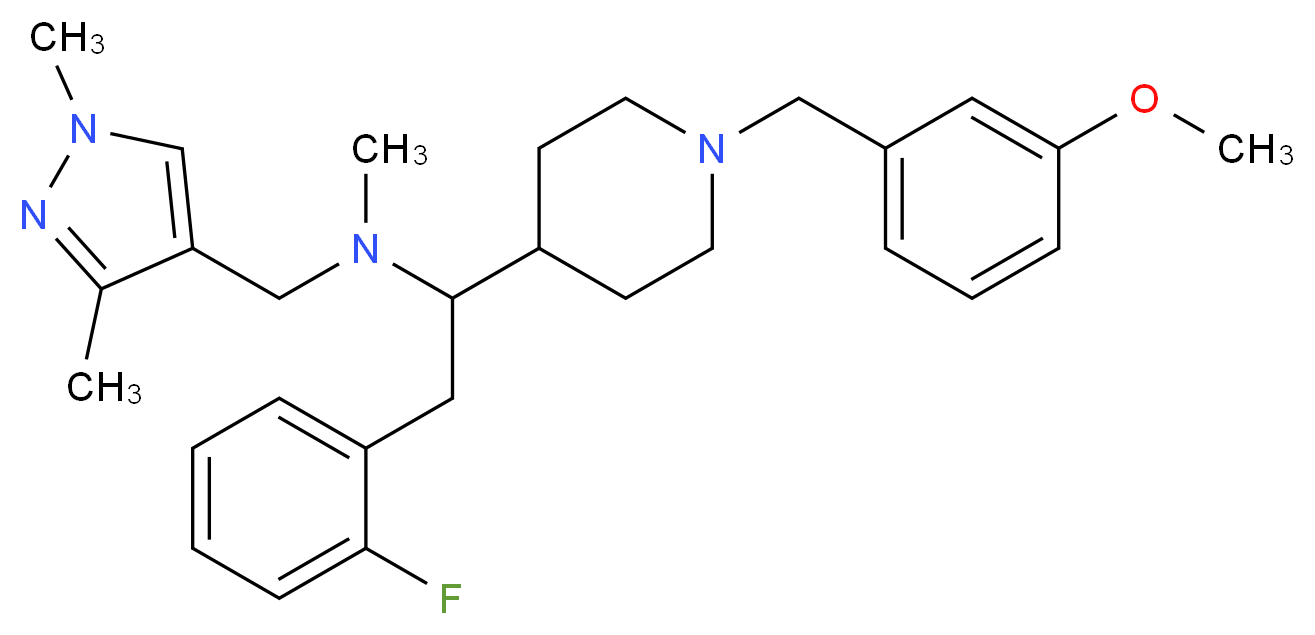 N-[(1,3-dimethyl-1H-pyrazol-4-yl)methyl]-2-(2-fluorophenyl)-1-[1-(3-methoxybenzyl)-4-piperidinyl]-N-methylethanamine_分子结构_CAS_)