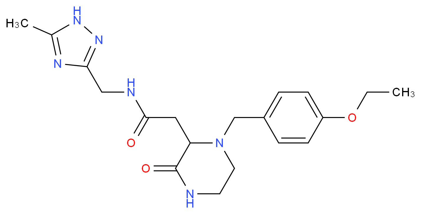 2-[1-(4-ethoxybenzyl)-3-oxo-2-piperazinyl]-N-[(5-methyl-1H-1,2,4-triazol-3-yl)methyl]acetamide_分子结构_CAS_)