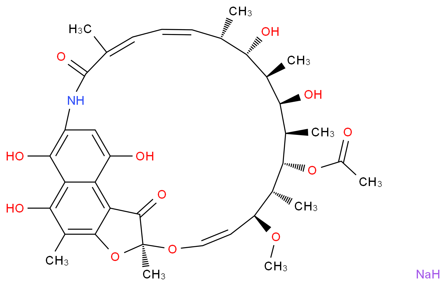 Rifamycin SV Sodium_分子结构_CAS_14897-39-3)