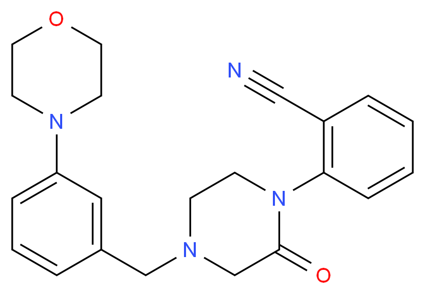 2-{4-[3-(4-morpholinyl)benzyl]-2-oxo-1-piperazinyl}benzonitrile_分子结构_CAS_)