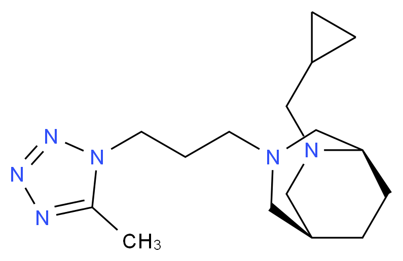 (1S*,5R*)-6-(cyclopropylmethyl)-3-[3-(5-methyl-1H-tetrazol-1-yl)propyl]-3,6-diazabicyclo[3.2.2]nonane_分子结构_CAS_)