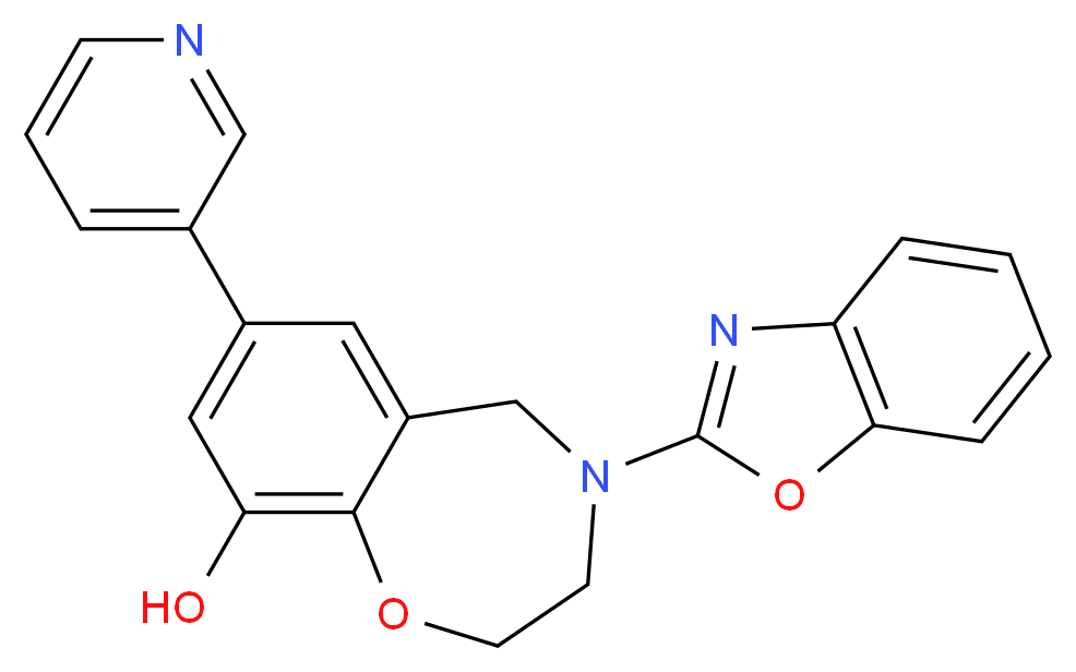 4-(1,3-benzoxazol-2-yl)-7-pyridin-3-yl-2,3,4,5-tetrahydro-1,4-benzoxazepin-9-ol_分子结构_CAS_)