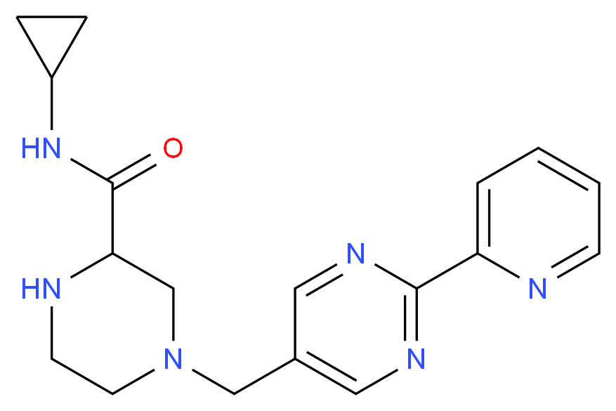 N-cyclopropyl-4-{[2-(2-pyridinyl)-5-pyrimidinyl]methyl}-2-piperazinecarboxamide_分子结构_CAS_)