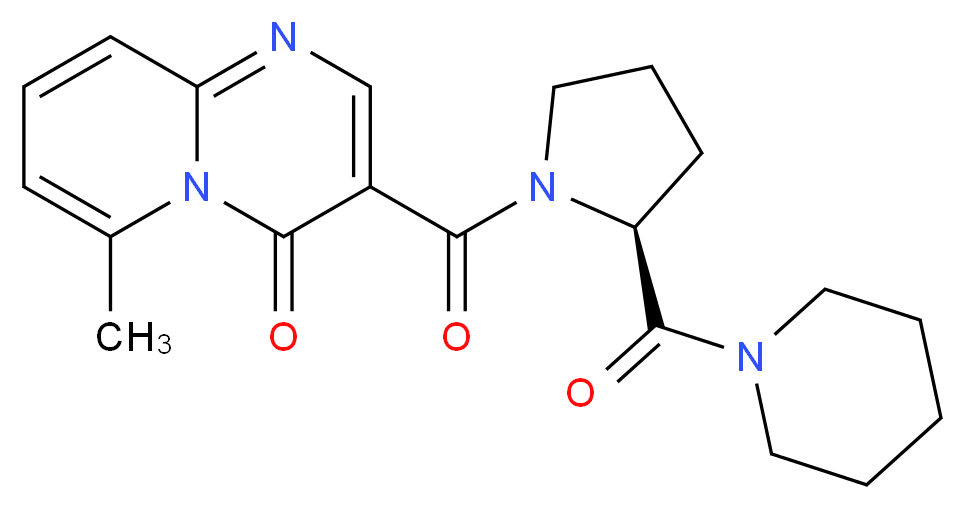 6-methyl-3-{[(2S)-2-(piperidin-1-ylcarbonyl)pyrrolidin-1-yl]carbonyl}-4H-pyrido[1,2-a]pyrimidin-4-one (non-preferred name)_分子结构_CAS_)