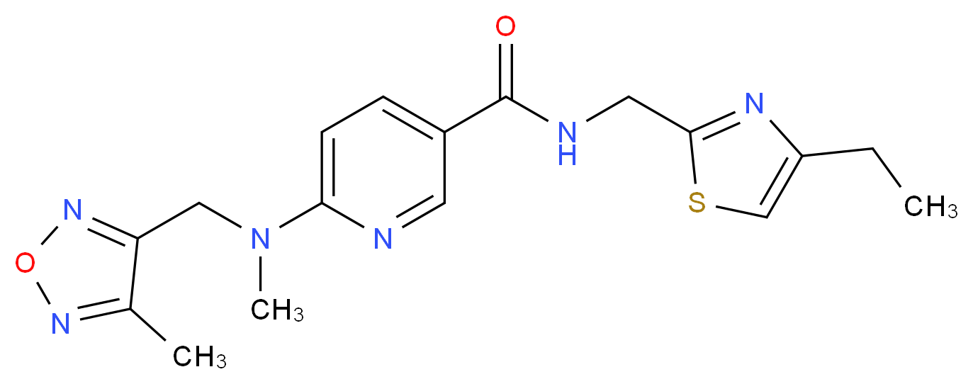 N-[(4-ethyl-1,3-thiazol-2-yl)methyl]-6-{methyl[(4-methyl-1,2,5-oxadiazol-3-yl)methyl]amino}nicotinamide_分子结构_CAS_)