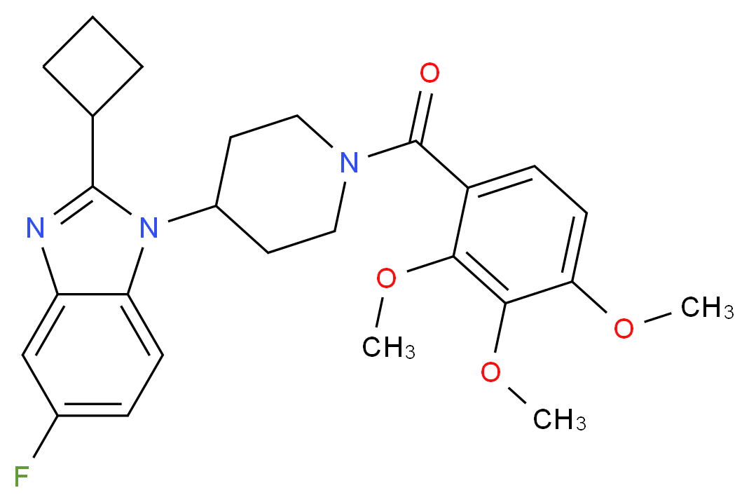 2-cyclobutyl-5-fluoro-1-[1-(2,3,4-trimethoxybenzoyl)-4-piperidinyl]-1H-benzimidazole_分子结构_CAS_)