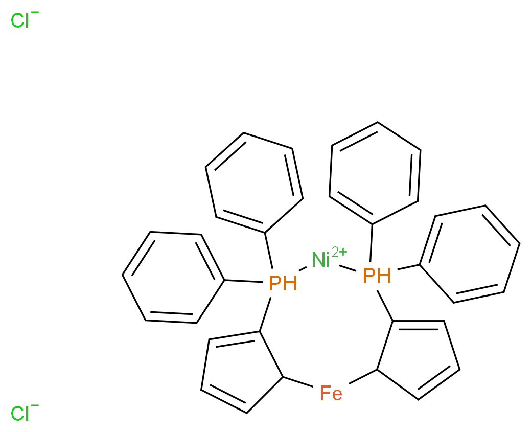 8,8,10,10-tetraphenyl-8λ<sup>5</sup>,10λ<sup>5</sup>-diphospha-9-nickela-2-ferratricyclo[9.3.0.0<sup>3</sup>,<sup>7</sup>]tetradeca-4,6,11,13-tetraene-9,9-bis(ylium) dichloride_分子结构_CAS_67292-34-6