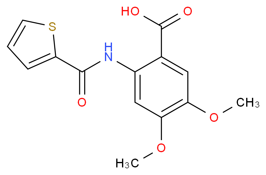 4,5-dimethoxy-2-(thiophene-2-amido)benzoic acid_分子结构_CAS_332163-01-6