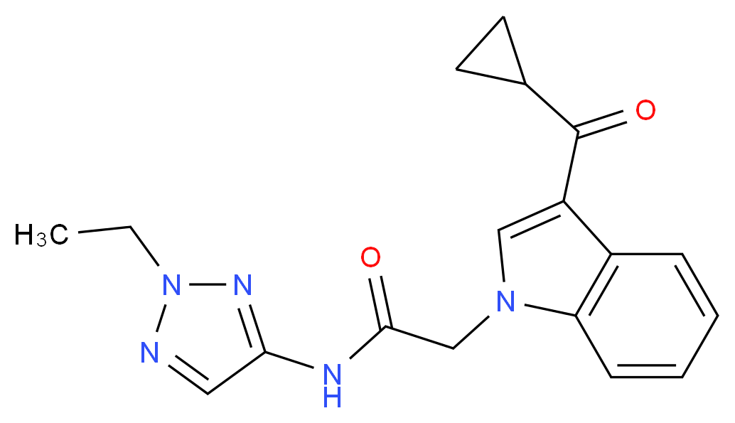2-[3-(cyclopropylcarbonyl)-1H-indol-1-yl]-N-(2-ethyl-2H-1,2,3-triazol-4-yl)acetamide_分子结构_CAS_)