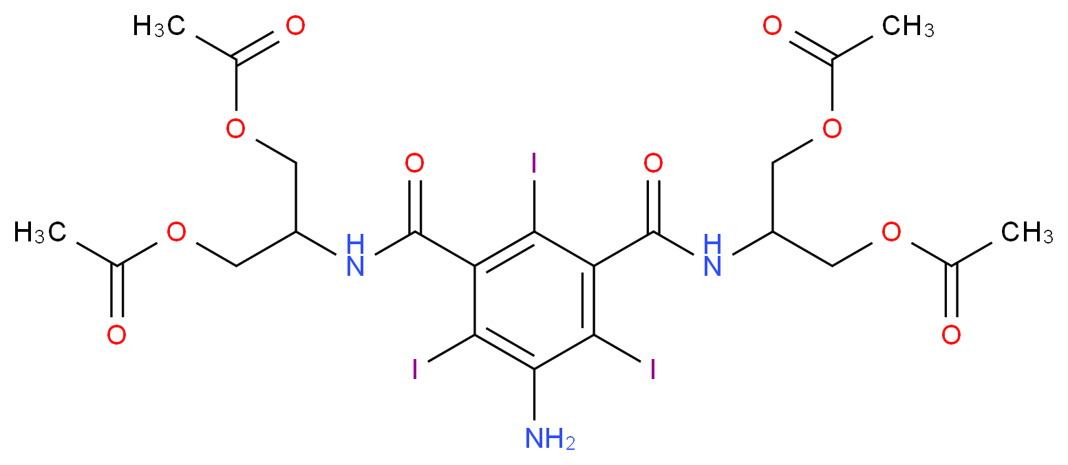 N,N'-Bis[2-(acetyloxy)-1-[(acetyloxy)methyl]ethyl]-5-amino-2,4,6-triiodo-1,3-benzenedicarboxamide_分子结构_CAS_148051-08-5)