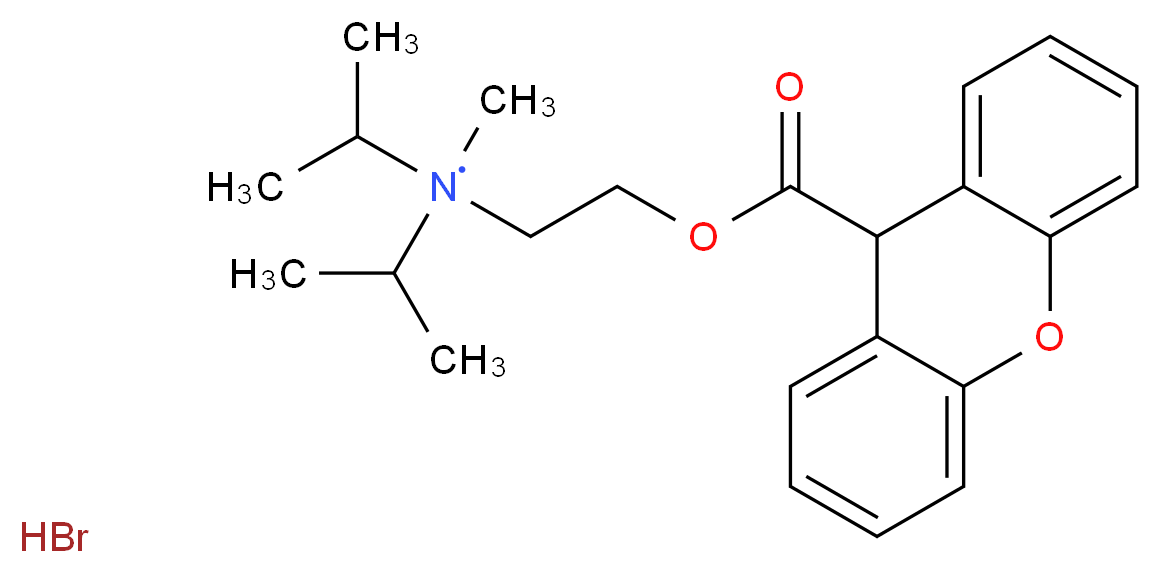 methylbis(propan-2-yl)[2-(9H-xanthene-9-carbonyloxy)ethyl]aminyl hydrobromide_分子结构_CAS_50-34-0