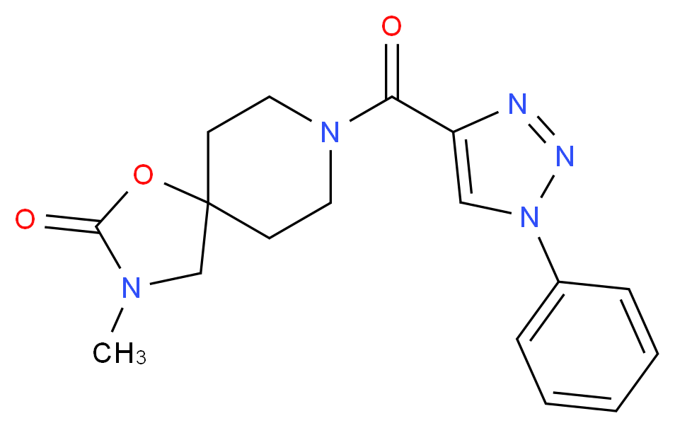 3-methyl-8-[(1-phenyl-1H-1,2,3-triazol-4-yl)carbonyl]-1-oxa-3,8-diazaspiro[4.5]decan-2-one_分子结构_CAS_)