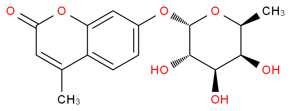4-methyl-7-{[(2S,3S,4R,5S,6S)-3,4,5-trihydroxy-6-methyloxan-2-yl]oxy}-2H-chromen-2-one_分子结构_CAS_54322-38-2