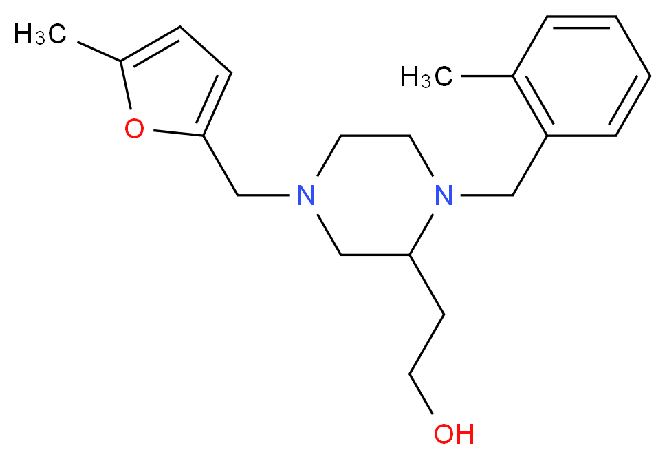 2-{1-(2-methylbenzyl)-4-[(5-methyl-2-furyl)methyl]-2-piperazinyl}ethanol_分子结构_CAS_)