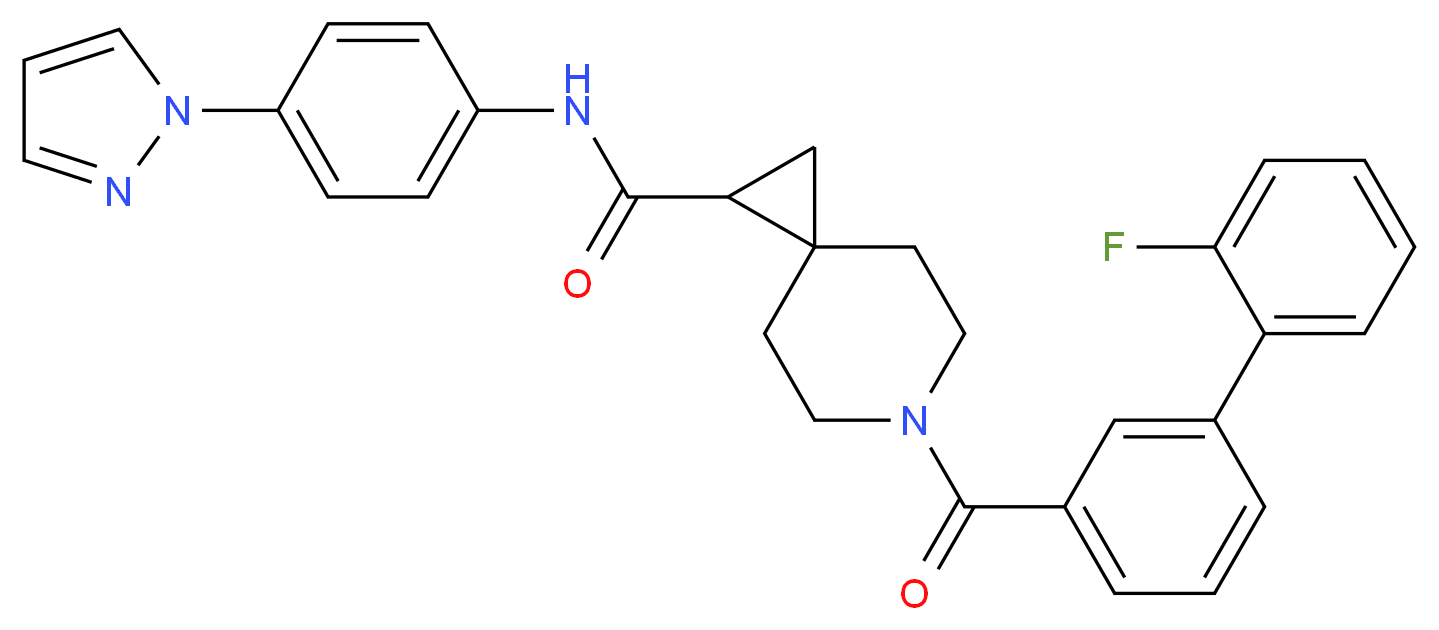 6-[(2'-fluoro-3-biphenylyl)carbonyl]-N-[4-(1H-pyrazol-1-yl)phenyl]-6-azaspiro[2.5]octane-1-carboxamide_分子结构_CAS_)