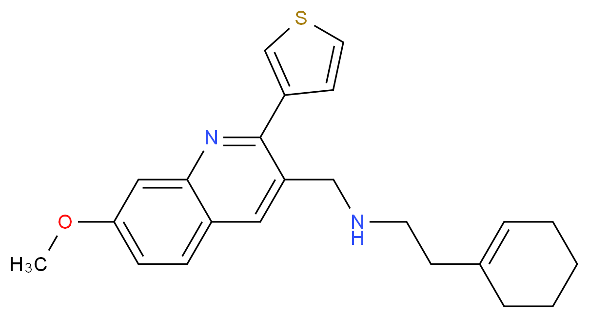2-(1-cyclohexen-1-yl)-N-{[7-methoxy-2-(3-thienyl)-3-quinolinyl]methyl}ethanamine_分子结构_CAS_)