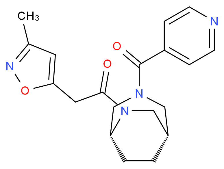 (1S*,5R*)-3-isonicotinoyl-6-[(3-methyl-5-isoxazolyl)acetyl]-3,6-diazabicyclo[3.2.2]nonane_分子结构_CAS_)
