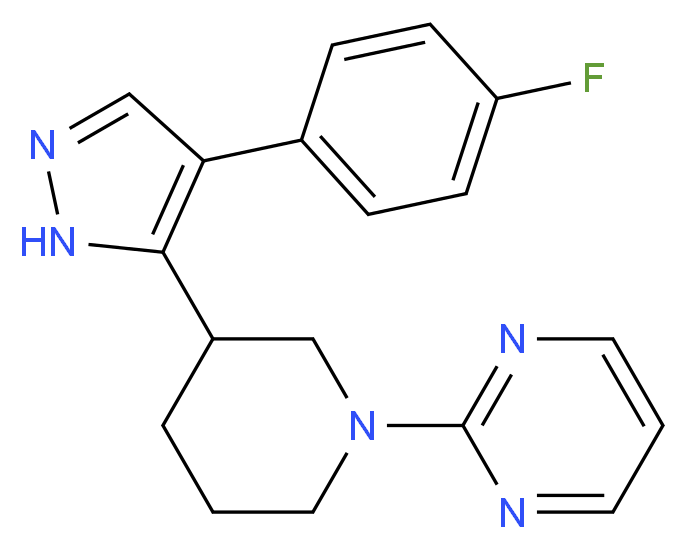 2-{3-[4-(4-fluorophenyl)-1H-pyrazol-5-yl]piperidin-1-yl}pyrimidine_分子结构_CAS_)
