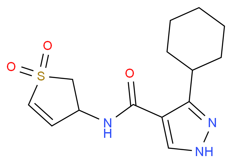 3-cyclohexyl-N-(1,1-dioxido-2,3-dihydro-3-thienyl)-1H-pyrazole-4-carboxamide_分子结构_CAS_)