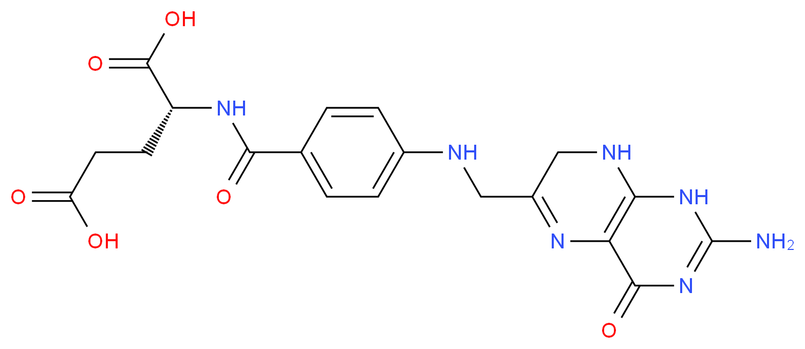 (2R)-2-[(4-{[(2-amino-4-oxo-1,4,7,8-tetrahydropteridin-6-yl)methyl]amino}phenyl)formamido]pentanedioic acid_分子结构_CAS_4033-27-6