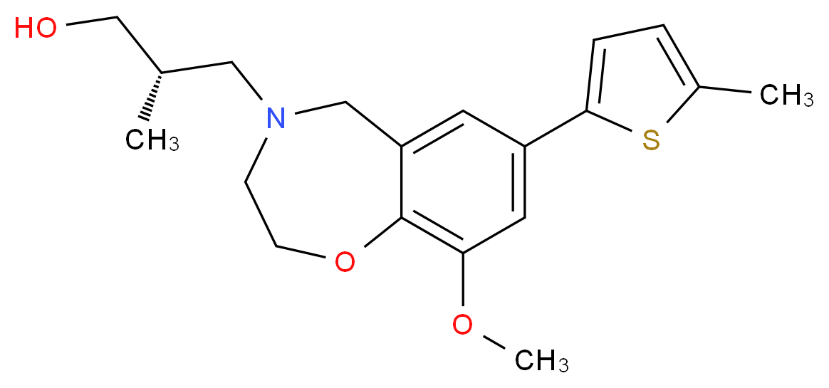 (2S)-3-[9-methoxy-7-(5-methyl-2-thienyl)-2,3-dihydro-1,4-benzoxazepin-4(5H)-yl]-2-methylpropan-1-ol_分子结构_CAS_)