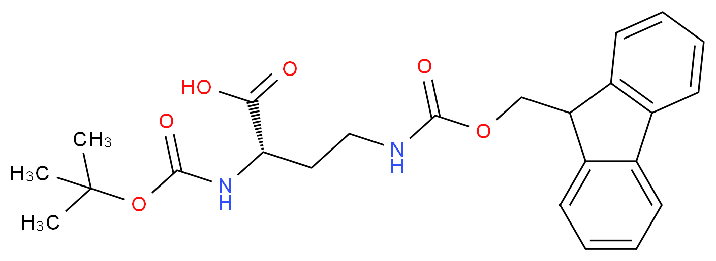 (2S)-2-{[(tert-butoxy)carbonyl]amino}-4-{[(9H-fluoren-9-ylmethoxy)carbonyl]amino}butanoic acid_分子结构_CAS_117106-21-5